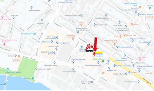 Google Maps: Stadtplan mit dem Ort des Crazy Run Lagers (Homebox)